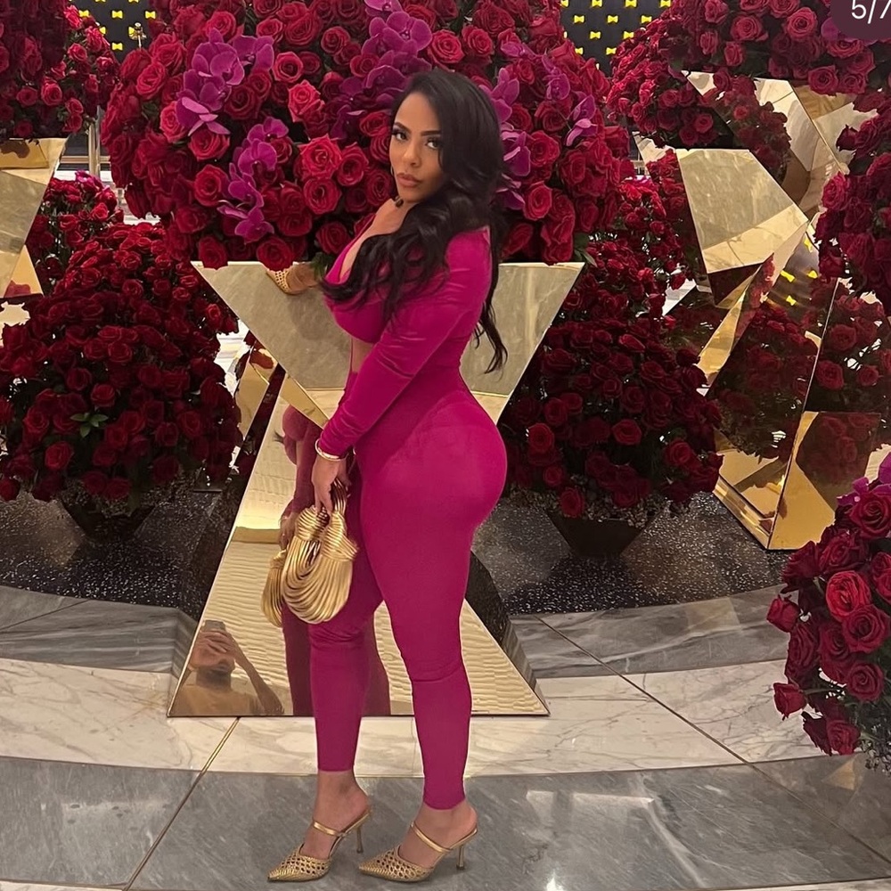 Vibrant Pink Bodycon Jumpsuit with Tapered Ankle